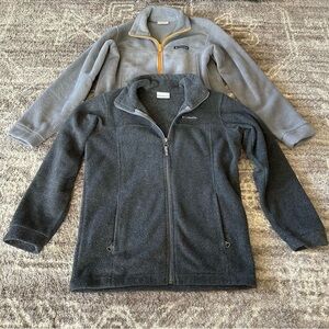 Columbia Boys Steens Mountain Fleece Zip Up Jackets Light Grey/Dark Grey 10/12